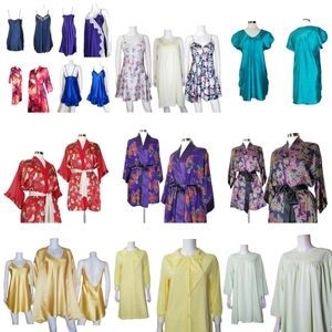 Vintage Lingerie Lot of 12 Resale Lot Silky Nightgowns Babydoll Nighties Robes